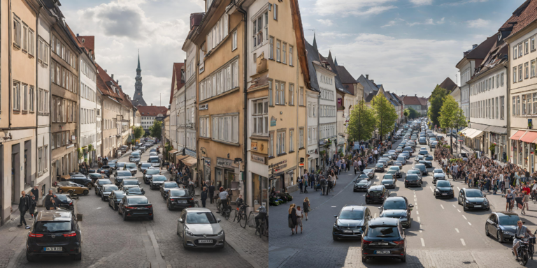 Volle Straßen in Schweinfurt